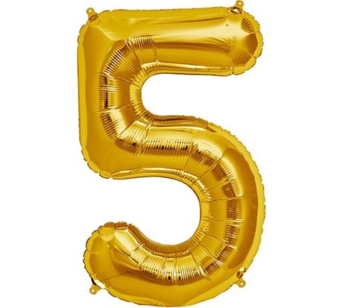 Şekilli Supershape Gold Rakam Folyo Balon 5 Numara