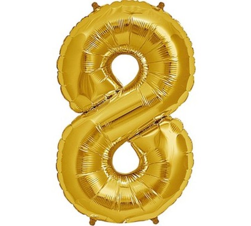 Şekilli Supershape Gold Rakam Folyo Balon 8 Numara