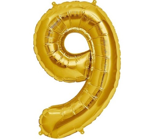 Şekilli Supershape Gold Rakam Folyo Balon 9 Numara