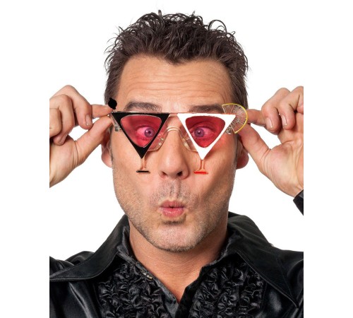 Siyah Beyaz Renk Martini Parti Gözlüğü