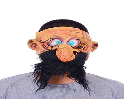 Siyah Kabasakallı Büyük Burun Pörtlek Gözlü Lateks Mağara Adamı Maskesi