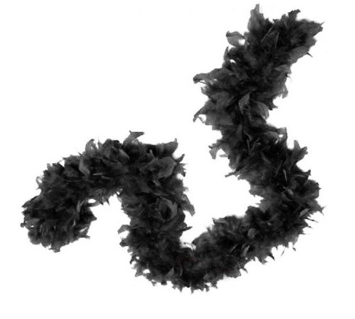 Siyah Renk Kabarık Tüylü Otriş Boa Dekorasyon Tüy 180 cm