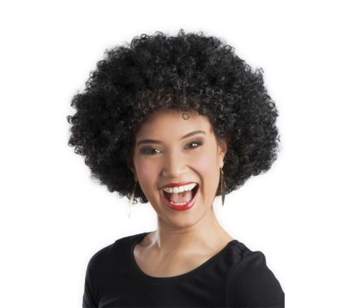 Siyah Renk Kıvırcık Afro Bonus Peruk Parti Peruğu