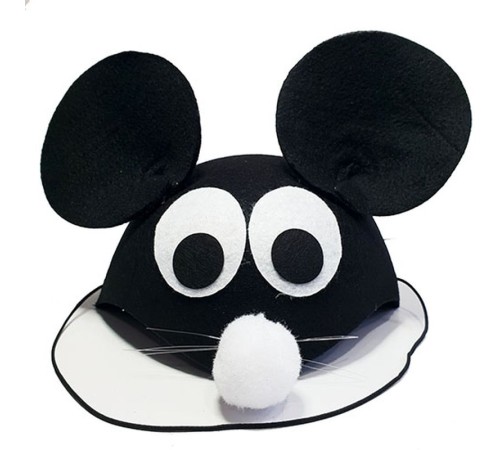Siyah Renk Kulaklı Fare Şapkası Hayvan Şapkası