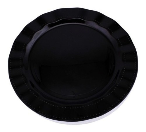 Siyah Renk Lüks Plastik Mika Yuvarlak Tabak 26 cm 6 Adet