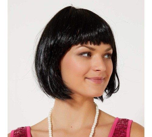 Siyah Renk Parti Peruğu Küt Saç