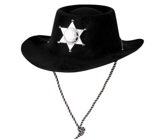 Siyah Renk Plastik Üzeri Kadife Kaplama Çocuk Kovboy Şapkası