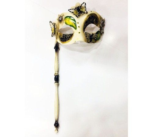 Siyah Renk İşlemeli Tutmalı Venedik Göz Maskesi 33x17 cm