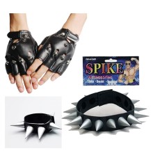 Spike Punk Eldiveni Punk Kolyesi ve Punk Bileklik Seti