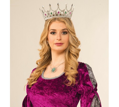 Taşlı Rönesans Kostümlü Kraliyet Ortaçağ Gümüş Kraliçe Prenses Tacı