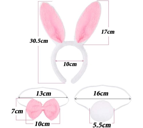 Tavşan Kostüm Seti Taç Papyon Kuyruk Pembe Renk