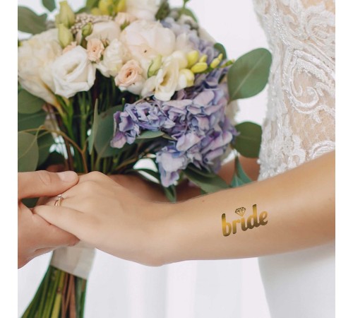 Tekli Bride Tattoo Model 2 - Altın Yaldız - 5,5 cm x 5,5 cm - Geçici Dövme