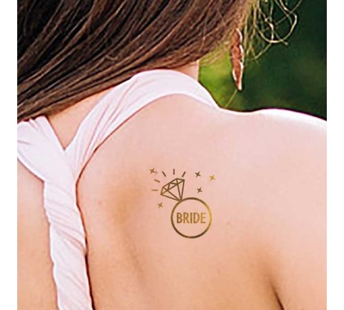 Tekli Bride Tattoo Model 3 - Altın Yaldız - 5,5 cm x 5,5 cm - Geçici Dövme