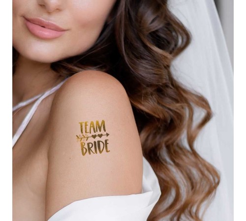 Tekli Bride Tattoo Model 6 - Altın Yaldız - 5,5 cm x 5,5 cm - Geçici Dövme