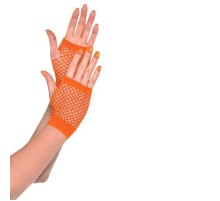 Turuncu Renk Kısa Boy Fileli Örgü Eldiven
