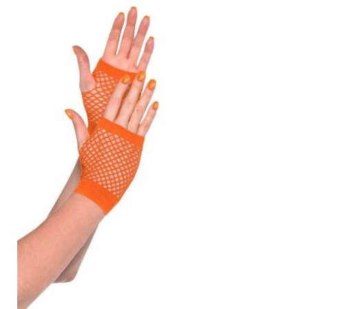 Turuncu Renk Kısa Boy Fileli Örgü Eldiven