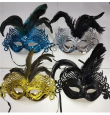 Tüylü Simli Parti Maskesi Karışık Renk 12 Adet