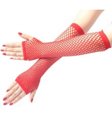 Uzun File Örgü Eldiven Kırmızı Renk