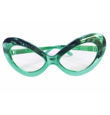 Metalize Yeşilçam 80 li 90 lı Yıllar Parti Gözlüğü Yeşil Renk 15x7 cm