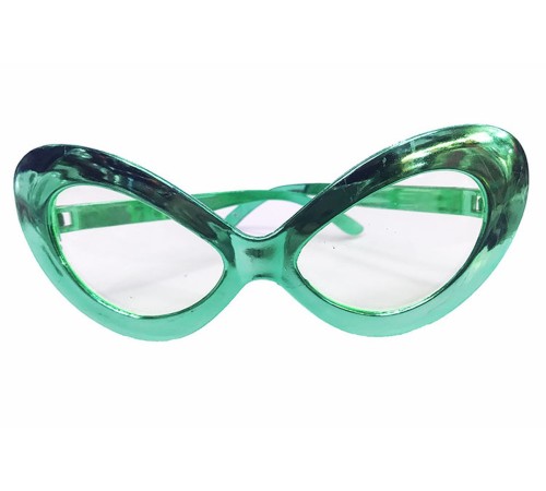 Metalize Yeşilçam 80 li 90 lı Yıllar Parti Gözlüğü Yeşil Renk 15x7 cm