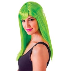 Yeşil Renk Uzun Düz Parti Peruğu