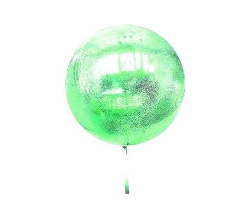 Yeşil Simli Yuvarlak Şeffaf Balon 24 İnç