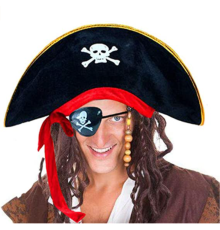 Yetişkin Boy Kumaş Korsan Şapkası ve Plastik Korsan Göz Maskesi