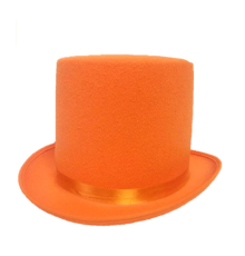 Yetişkinler İçin Turuncu Renk Ringmaster Sihirbaz Şapkası Fötr Şapka