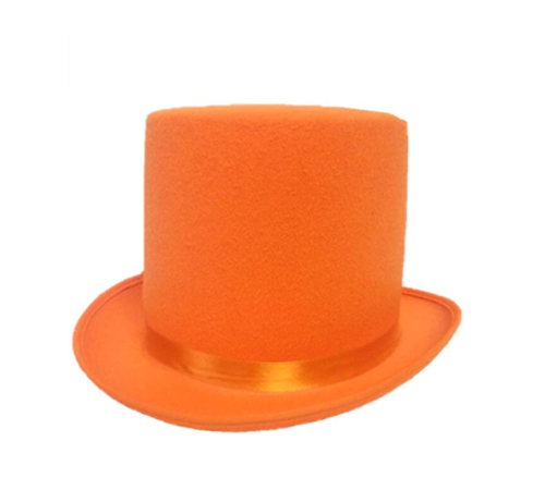 Yetişkinler İçin Turuncu Renk Ringmaster Sihirbaz Şapkası Fötr Şapka