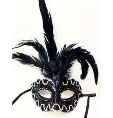 Siyah Renk Halka İşlemeli Venedik Parti Maskesi