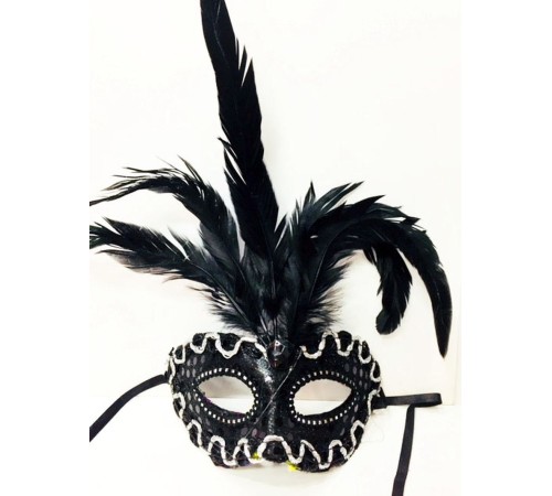 Siyah Renk Halka İşlemeli Venedik Parti Maskesi