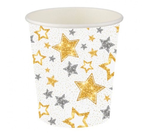 Yıldızlar Beyaz Karton Bardak 200cc-8oz 8li