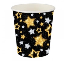 Yıldızlar Siyah Karton Bardak 200cc-8oz 8li