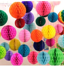 Yuvarlak Şekil Kağıt Fener Süs 25 cm 4 Adet