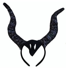 Siyah Renk Mega Boy Motif İşleme Boynuzlu Tasarımlı Mega Malefiz Tacı 30x28 cm