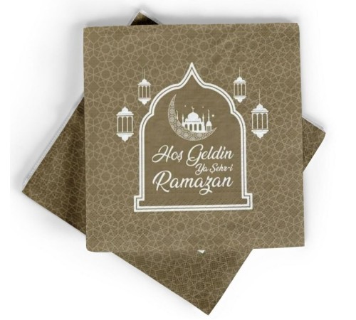 Altın Renk Hoşgeldin Ya Şehr-i Ramazan Kağıt Peçete 20 Adet