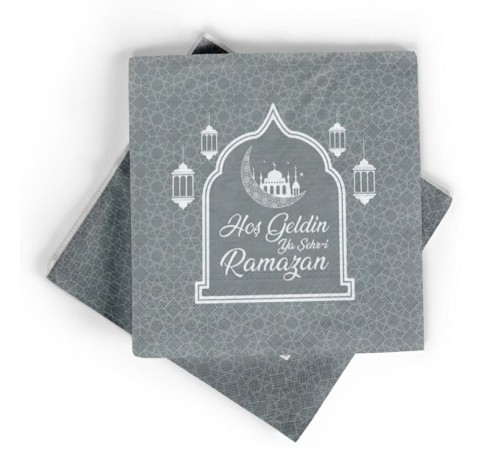 Gümüş Renk Hoşgeldin Ya Şehr-i Ramazan Kağıt Peçete 20 Adet
