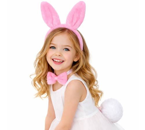 Pembe Full Tavşan Kulak Papyon Kuyruk 3'lü Parti Seti