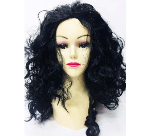 Siyah Renk Dolgulu Kvırcık Astarlı Uzun Lüks Peruk