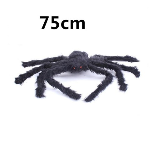 Siyah Renk Tüylü Şekil Verilebilir Halloween Mega Örümcek 75 cm