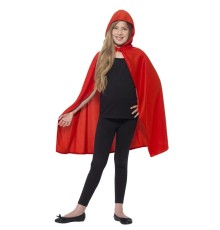 Kırmızı Renk Kapşonlu Kumaş Pelerin 90 cm