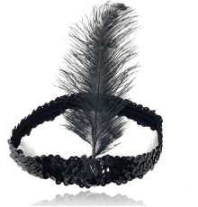 Siyah Renk Çarliston Başlık 90 lı Yıllar 80 li Yıllar Tüylü Saç Bandı