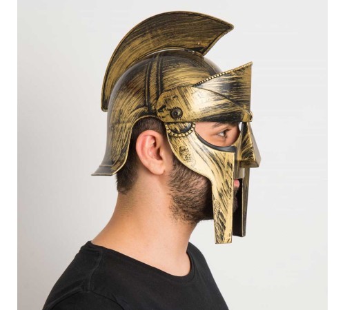 Gladyatör Savaş Kaskı Miğferi İnce Başlık Altın Renk