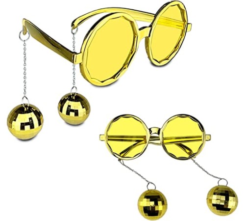 Disko Toplu Küpeli Parti Gözlüğü Altın Renk