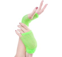 Neon Yeşil Renk Kısa Boy Fileli Örgü Eldiven