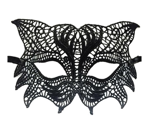 Siyah Renk Kedi Model Dantel İşleme Parti Maskesi 8 No
