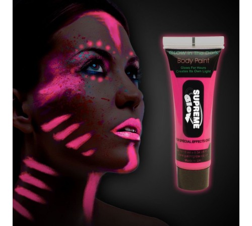 Karanlıkta Parlayan Fosforlu Neonlu Glow Parti Yüz Boyası Vücut Kremi Pembe Renk