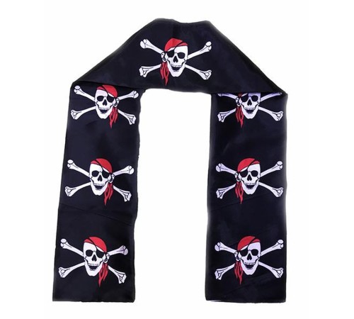 Siyah Renk Korsan Baskılı Atkı Banner Dekor 150x17 cm