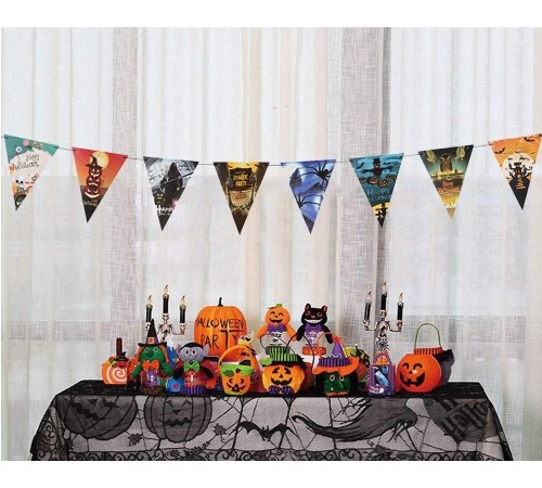 Cadılar Bayramı Halloween Flama Bayrak Banner Süs 8 li 3 Metre
