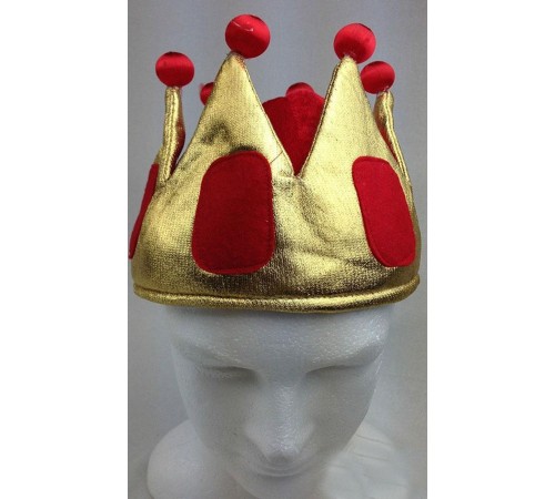 Sarı Renk Kırmızı Ponponlu Kadife Kral Şapkası Kraliyet Şapkası Çocuk Boy